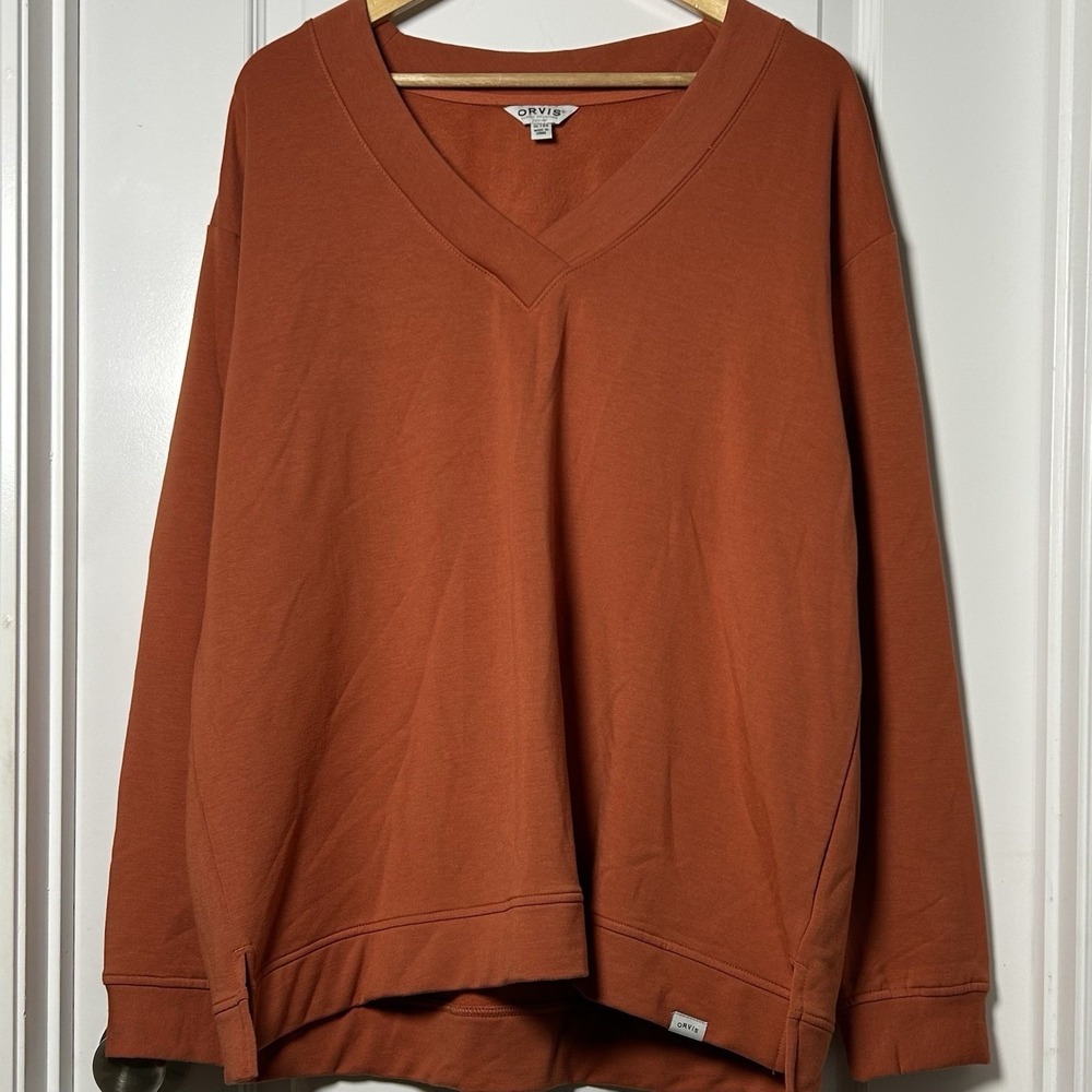 Orvis Classic Collection Terracotta Fleece V-Neck Pullover Granola Girl Style
